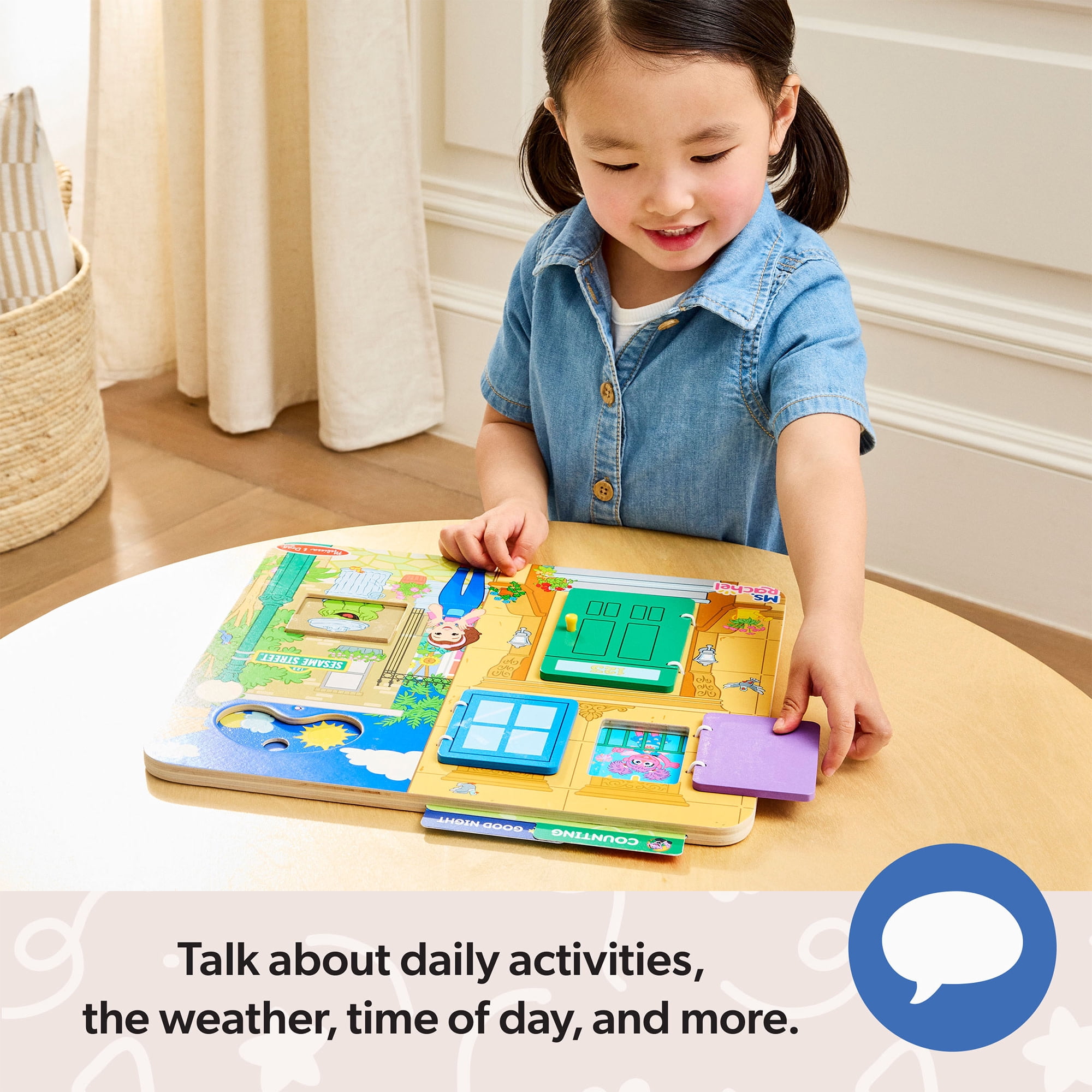 Melissa & Doug® Ms. Rachel™ Sesame Street Wooden Daily Routines Activity Board Preschool Learning Toy for Boys and Girls - FSC Certified
