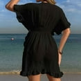 thumbnail image 5 of Antinious Summer Dresses for Women,Womens Dresses for Party,Elegant Dresses for Women Solid Short Sleeve V-Neck Beach Dress,Black,Free Size, 5 of 5