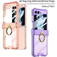 thumbnail image 2 of Built-in Screen Protector Case for Samsung Galaxy Z Flip 5 5G,with Ring Kickstand Holder Shockproof 4 Corners Airbag Transparent Slim Flip5 Cover (Pink), 2 of 10