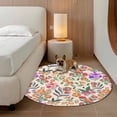 thumbnail image 2 of Watercolor Floral Round Area Rug 6Ft Washable Circle Rugs for Bathroom Office, Retro Botanical Flowers Leaves Spring Beige Non-Slip Carpet Floor Mats Indoor Outdoor Carpet Runner Aesthetic Home Decor, 2 of 8