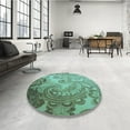 thumbnail image 4 of Ahgly Company Machine Washable Indoor Round Transitional Medium Turquoise Green Area Rugs, 8' Round, 4 of 7