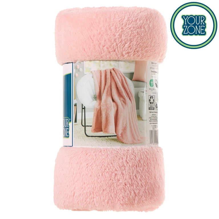 Your Zone Pink Soft Oversized Fuzzy Throw Blanket for Kids 72 x 50 inches