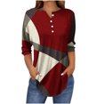thumbnail image 1 of SwiftWear Blouse for Women Trendy 3/4 V-Neck Button Tops Summer Geometric Patterns Casual Tees 2025, 1 of 5