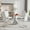 White, variant on Katboc Modern Dining Table and 4Pcs Chairs Set, 35in Black Glass Top, Silver Flared Base & Faux Leather Seats, Compact for Small Kitchen, Living Room, Dining Area, Yellow