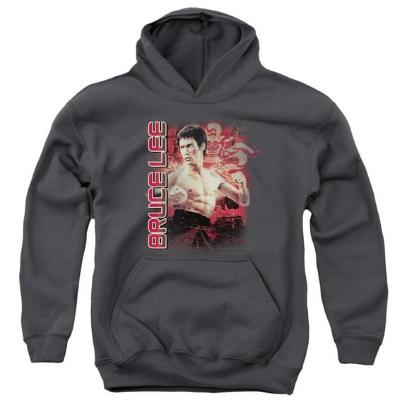 Bruce Lee Fury Youth Pullover Hoodie Sweatshirt Charcoal