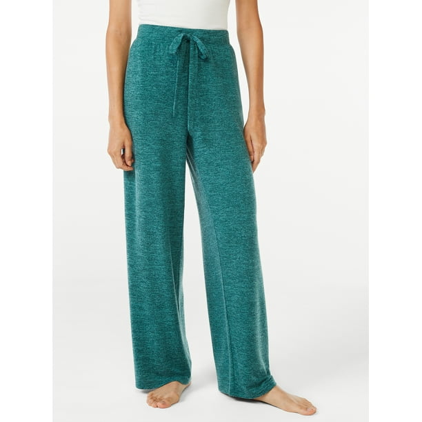 Joyspun Women's Hacci Knit Wide Leg Pajama Pants, Sizes to 3X