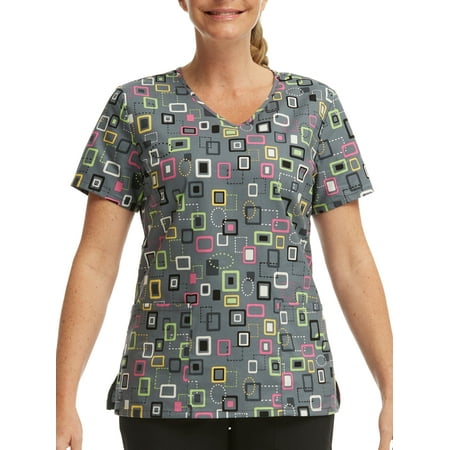

Scrubstar Women s Connect The Squares Printed Scrub Top WD703X5