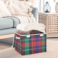 thumbnail image 3 of Yayeee Collapsible Cube Storage Bin with Lid Fabric Closet Decorative Basket with Handles, Red Green Pattern, 3 of 7