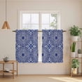 thumbnail image 2 of Navy Blue Kitchen Curtains 45 Inch Length, Traditional Tribal Abstract Geometric Tiers Curtains for Bathroom Bedroom Cafe, Light Filtering Small Window Treatment Short Drapes 2 Panels 42"Wx45"L, 2 of 8