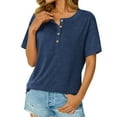 thumbnail image 5 of gakvbuo Summer !Plus Size Summer Tops for Women Henley Tops Pullover with Buttons Down Shirts V-Neck Tunics Tops Loose Short Sleeve Womens Tops Trendy Business Basic Tee Blouse, 5 of 8