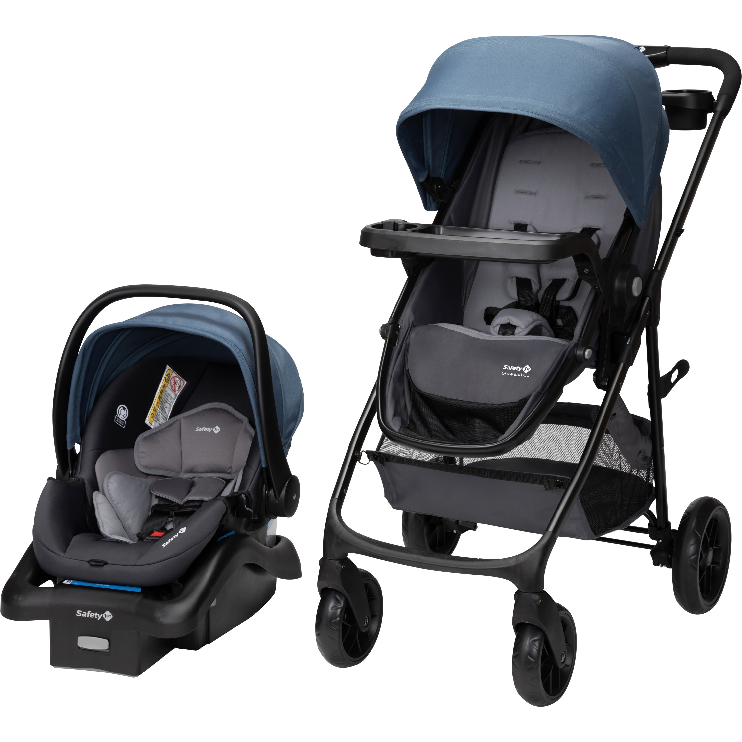 3 in 1 Grey Combi Stroller Travel System Baby Pram Pushchair Cover Aluminium 
