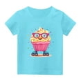 thumbnail image 6 of Favoffer Unisex Kids' Summer Cute Multicolor Cat Graphic Tee Relaxed Round Neck Short-Sleeve Stretchy T-shirt for Casual, Travel, Play, The Back Of School Season 3-15Y, 6 of 7