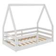 thumbnail image 5 of From the Tree Furniture Toddler House Bed with Guardrails, White, Solid Pine Wood, 5 of 6