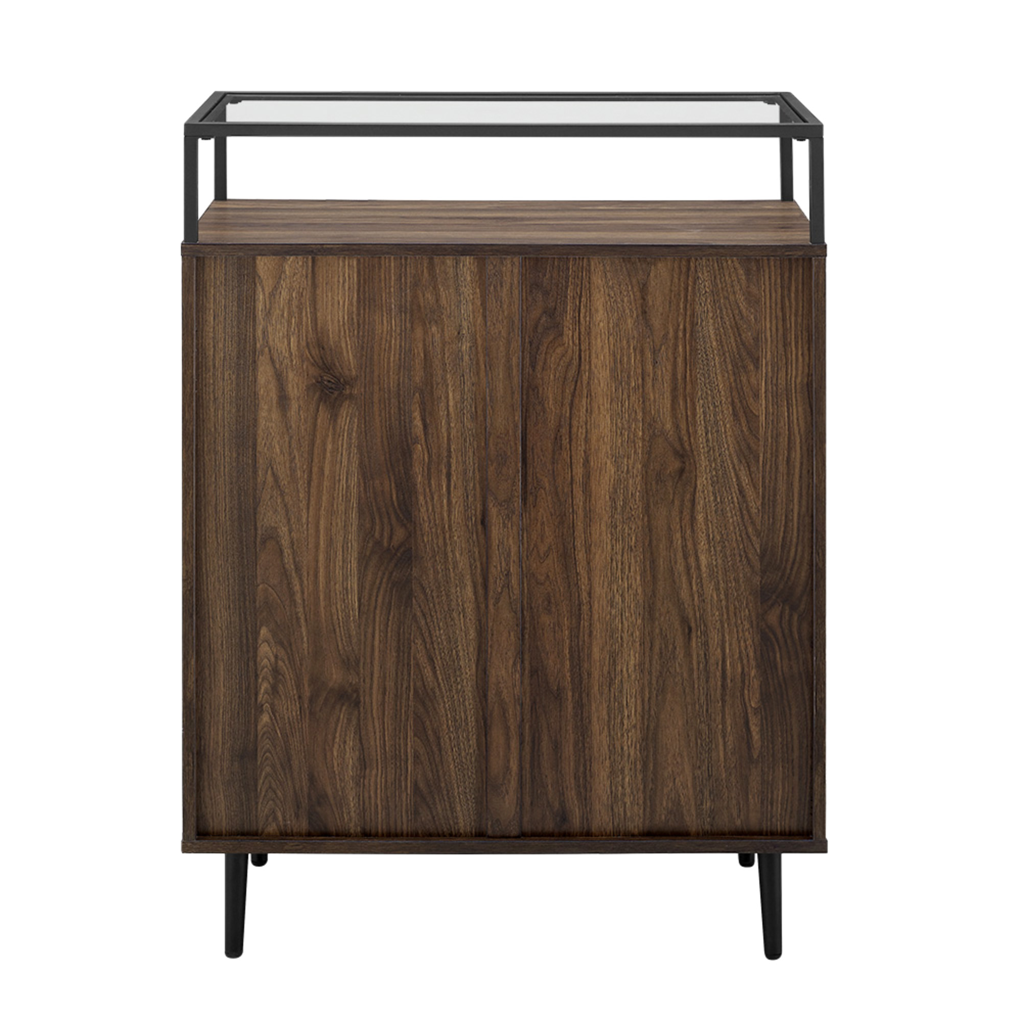 Manor Park Modern Glass Top 3-Drawer Dark Walnut Storage Cabinet