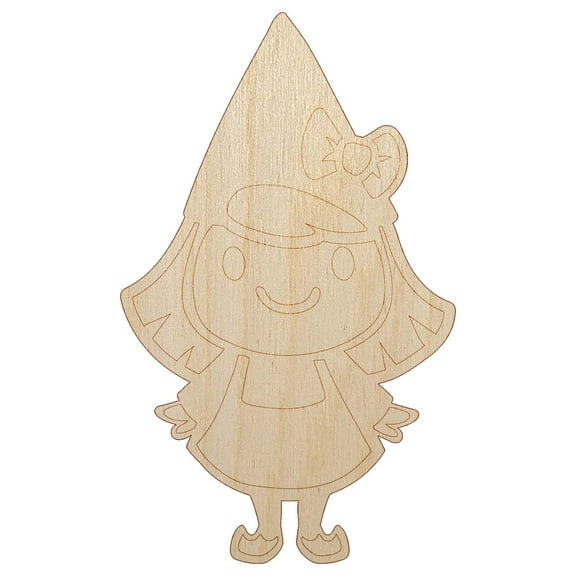 Cute Little Lady Gnome Wood Shape Unfinished Piece Cutout Craft DIY Projects - 4.70 Inch Size - 1/8 Inch Thick