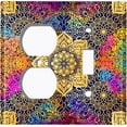 thumbnail image 4 of Metal Light Switch Plate Cover Mandala Yellow Flower Tile Pattern MDL097, 4 of 13
