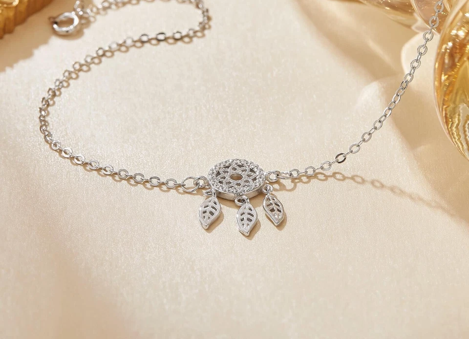 0.20Ct Round Cut Simulated Diamond Women's Wedding Anklet 14K White Gold Plated 925 Sterling Silver 8"