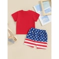 thumbnail image 5 of Elippeo Baby Boys Shorts Se 6 12 18  24 Months 3 Years Short Sleeve Letters Print T-shirt with Elastic Waist Shorts Summer Outfit for 4th of July, 5 of 10