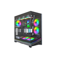 thumbnail image 2 of MONTECH SKY 3 ATX PC Case, Panoramic Glass, Adjustable Airflow, Personalized Design, 360mm Radiator Support, 3x120mm ARGB PWM Fans Pre-Installed, Compact Build for Next-Gen GPU, Black (SKY3B), 2 of 7