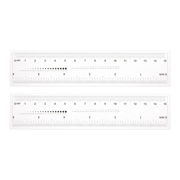 Flexible Ruler 6 Inch 0.5mm Scale PET Plastic Film Straight Ruler, 2 Pieces