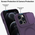 thumbnail image 3 of iPhone 12 Pro Max Case with Wallet [Camera Cover Slide Lens] Soft TPU Cover [Compatible with MagSafe] Slim Thin Scartchproof Full Body Protective Magnetic Phone Case for iPhone 12 Pro Max Purple, 3 of 14