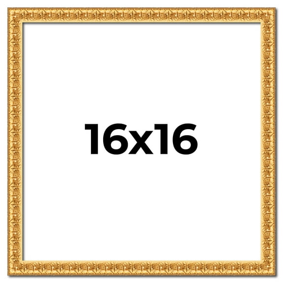 16x16 Frame Gold Real Wood Picture Frame Width 1 inches | Interior Frame Depth 0.5 inches | Edwina