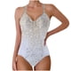 thumbnail image 2 of Trajes de baño de una pieza para mujer, traje de baño de bikini conservador de cintura alta con cuello en V y tirantes estampados para mujer, traje de baño para mujer, 2 of 6