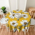 thumbnail image 4 of Sunflower Bee Tablecloth Round 70 Inch Yellow Background Daisy Table Cloth Polyester Fabric Floral Bee Summer Table Cover Outdoor Decorative for Kitchen Holiday Party Dining Picnic, 4 of 6