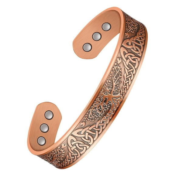 Copper Magnetic Bracelets for Men Women, Tree of Life Pattern,