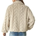 thumbnail image 4 of Women's Fleece Jackets Winter Button Down Sherpa Warm Long Sleeve Cropped Coats Lapel Solid Color Loose Outerwear (Beige M), 4 of 6