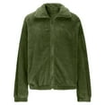thumbnail image 4 of Lmnyox Women's Fleece Coat Zip Up Collared Long Sleeve Solid Jacket Outerwear Fashion Loose Cropped Jacket, 4 of 9