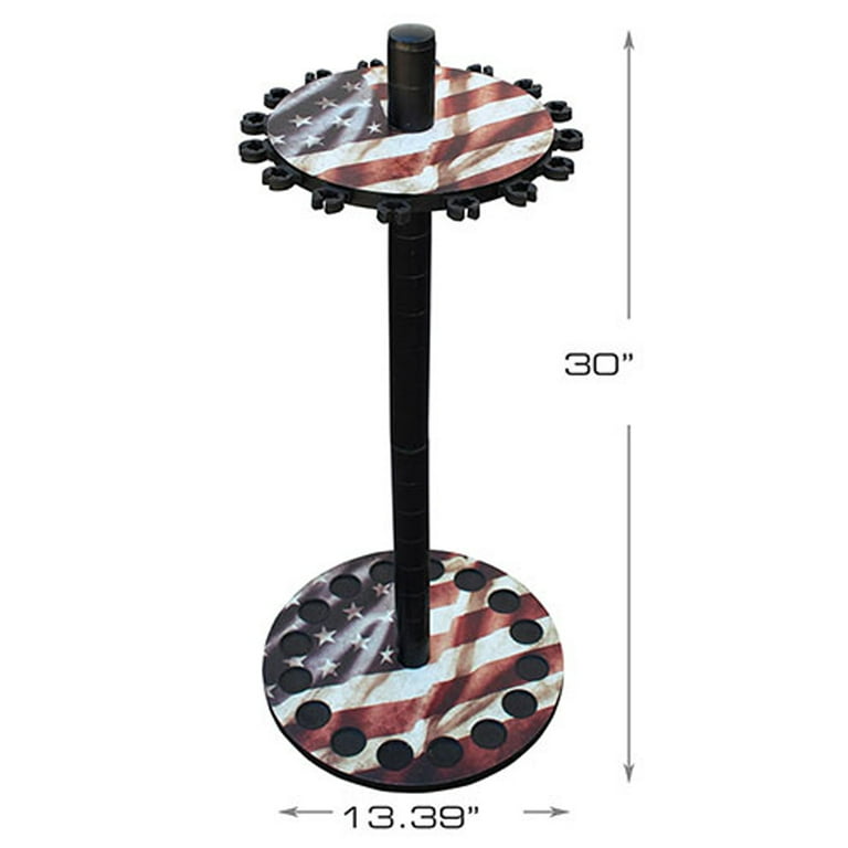 Rush Creek Creations 16 Round Fishing Rod/Pole Storage Floor Rack Americana  Finish - Features Heavy Duty Steel Post - No Tool Assembly 