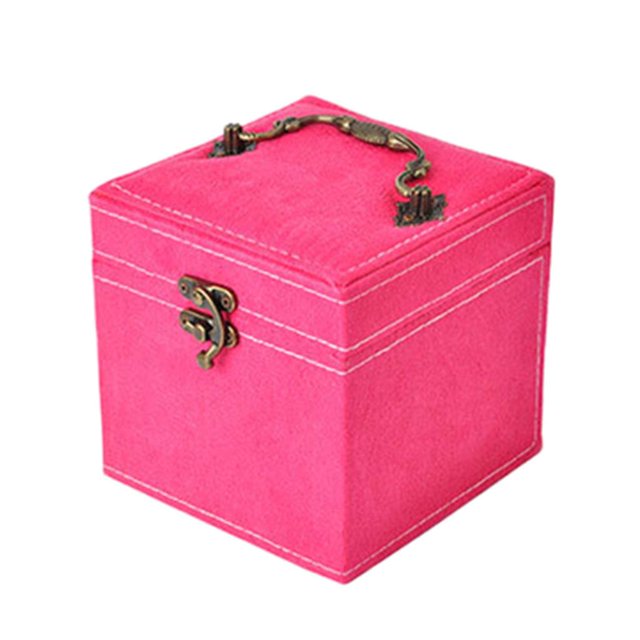 Boîte de Rangement de Bijoux en Velours Multi-Usages Boîte d'Affichage de Bracelets Conteneur Rose Rouge