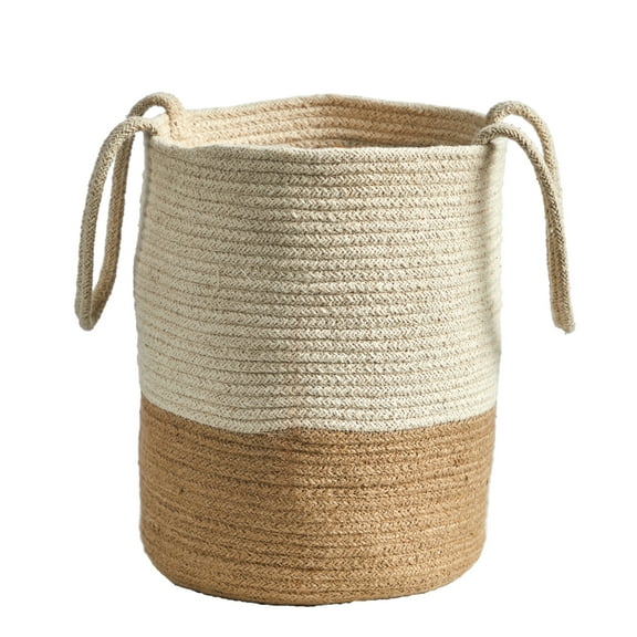 Nearly Natural 12in. Handmade Natural Cotton Woven Basket Planter