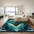 thumbnail image 3 of ODIKA 6'x9' Machine Washable Non-Slip Area Rug, Geometric Teal High Traffic Rug with Pad, Blue, 1058194, 3 of 8