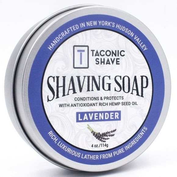 Taconic Shave Barbershop Quality Lavender Shaving Soap with Antioxidant-Rich Hemp Seed Oil