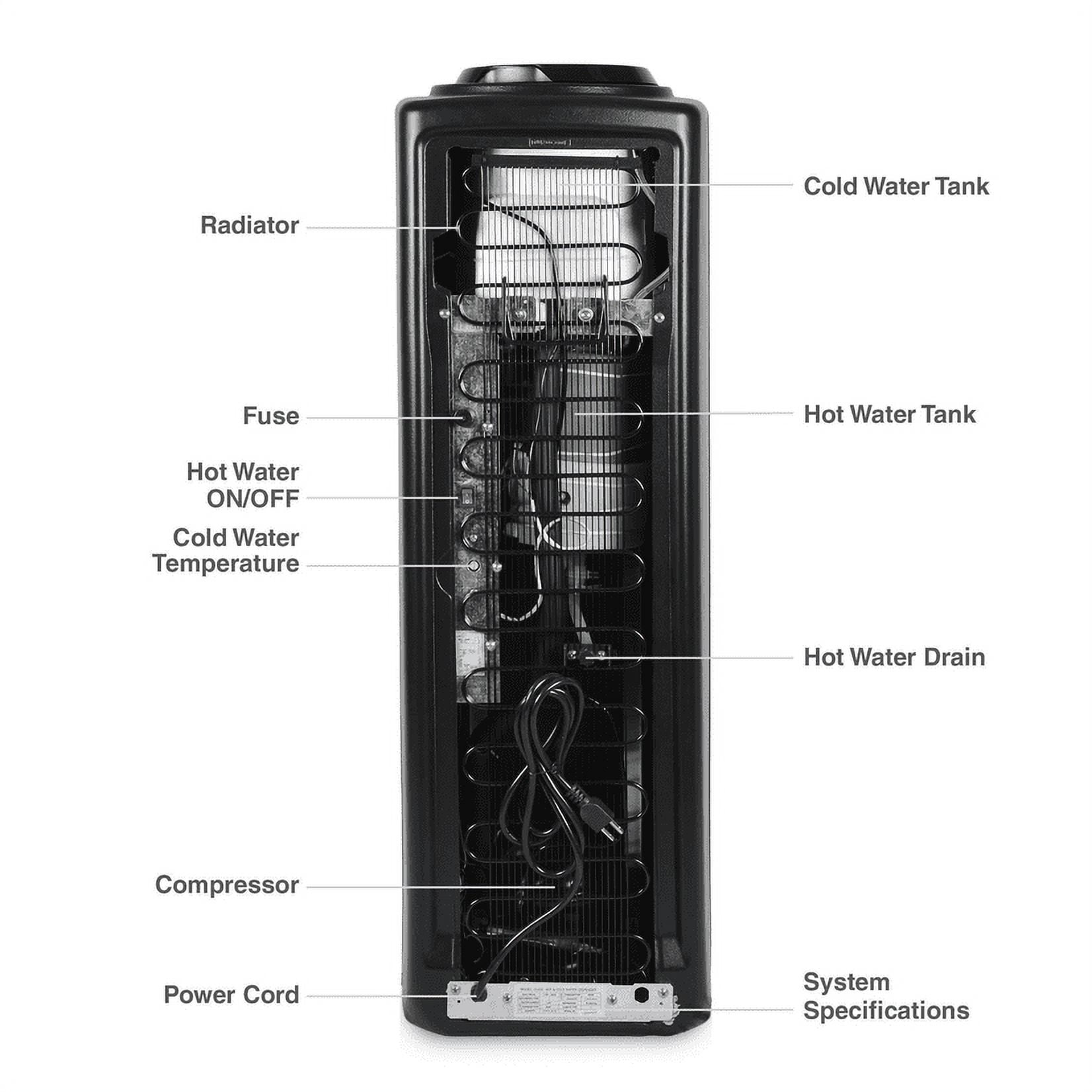 Brio CL520 Series Commercial Grade Top-Load Hot and Cold 39-194 Degrees Temperature Range Water Cooler Dispenser With Child Safety Lock Holds 3-5 Gallon Bottles - UL Listed/Energy Star Approved