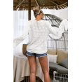 thumbnail image 4 of XINQIHANG Womens Boho Off Shoulder Sheer Crop Tops Bell Sleeve Flowy Oversized Crochet Ruched Pullover Sweaters, 4 of 7