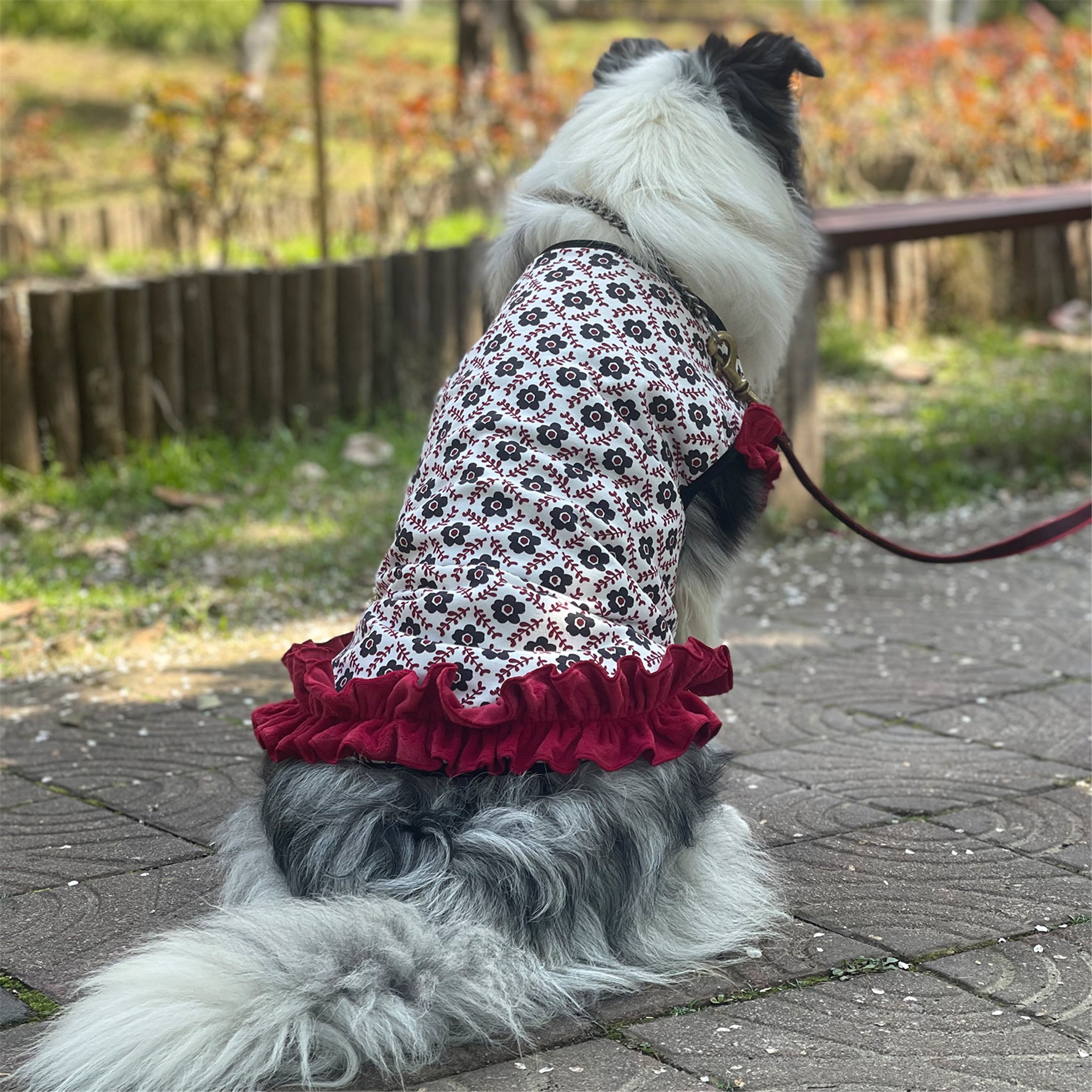 HQREA Floral Dog Dresses for Large Dogs Girl Elastic Spring Autumn Female Clothes Cute Birthday Party Princess Cake Tutu Skirt