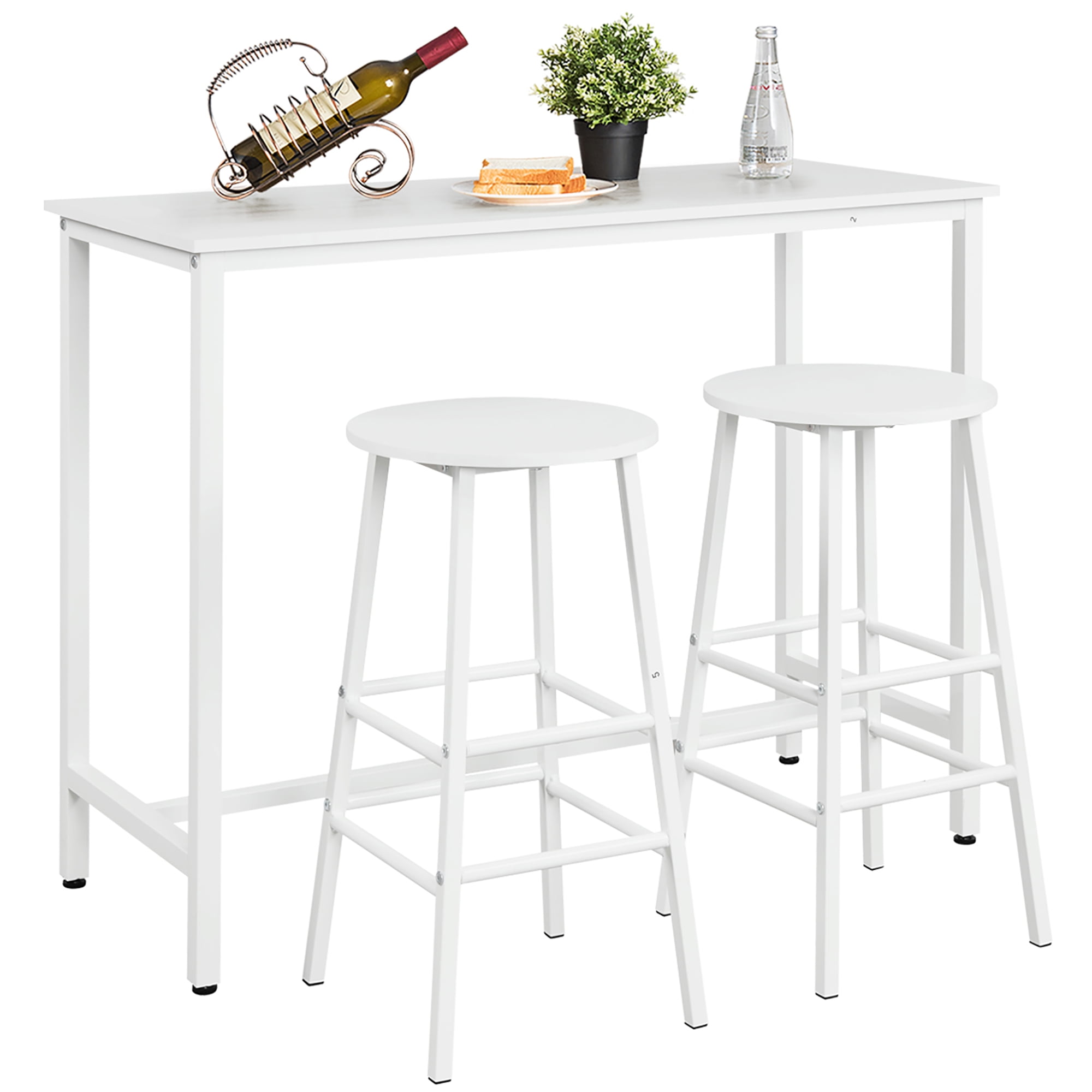Costway 3 Piece Bar Table Set Pub Table And 2 Stools Counter Kitchen