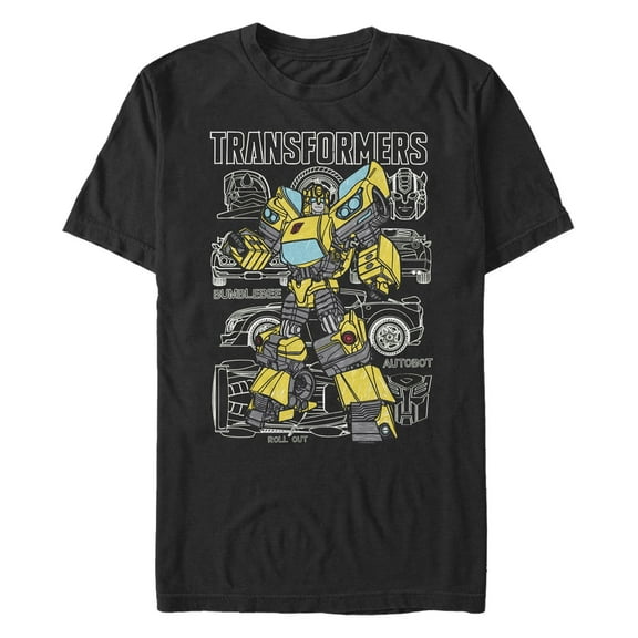 Men's Transformers Bumblebee Parts Sketch  Graphic T-Shirt