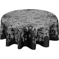 thumbnail image 1 of Halloween Round Tablecloth 60 Inch Spooky Pumpkins Castle Bats Spider Web Table Cloth Black Gray Halloween Holiday Polyester Table Cover for Kitchen Dining Room Indoor Outdoor Home Decor, 1 of 6