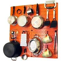 Kitchen Pegboard Pack Storage & Organization Kit, Orange & Black - 32 x 32 x 6 in.