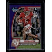 2024 Bowman University Chrome Deion Burks Oklahoma Sooners Purple Refractor SN #56 Football Card