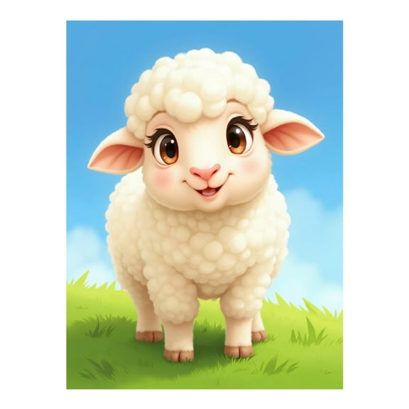 Diamond Art Kit for Adults, Cute Lamb Cartoon Pasture Smile Diamond Painting for Adults Beginners, 5D DIY Diamond Art Painting Kits, Colorful Diamond Painting Craft for Home Decor 12x16