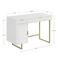 thumbnail image 4 of Nathan James Jacklyn White Modern Computer Desk, Workstation or Writing Desk for Small Spaces with Drawers and Cabinet Storage, White/Pale Gold, 4 of 8