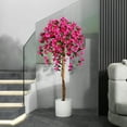 thumbnail image 6 of DR.Planzen 5 feet Artificial Bougainvillea Flowers Tree In Black Plastic Pot, Indoor Plants with Wood Trunk and Pink Flowers for Housewarming Decor, 6 of 8