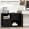 thumbnail image 3 of Black Mobile Printer Stand with File Cabinet & Lock - Office Storage for Letter/A4 - 31.5" W x 15.7" D - Versatile Filing Cabinet for Living Room, Bedroom & Office, 3 of 7