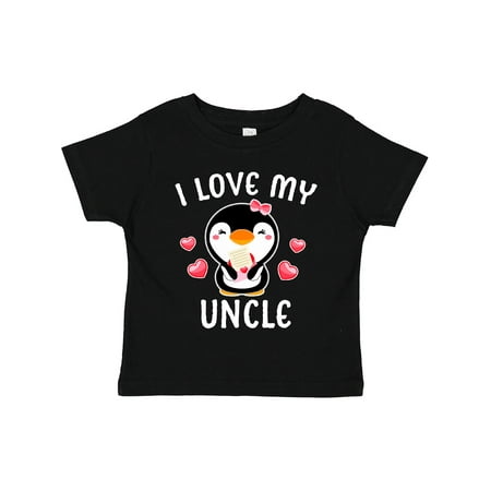 

Inktastic I Love My Uncle with Cute Penguin and Hearts Gift Toddler Toddler Girl T-Shirt