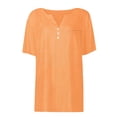 thumbnail image 6 of Endives Women's Short Sleeve T-shirt Cotton Linen T Shirts Summer Button Down Tops Casual Blouses Oversized T shirts 2025, 6 of 8